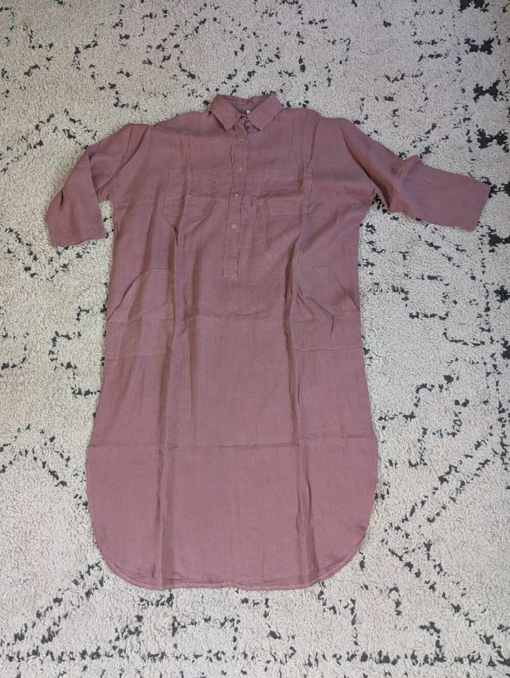 Seaside Tones pink linen oversized dress OS